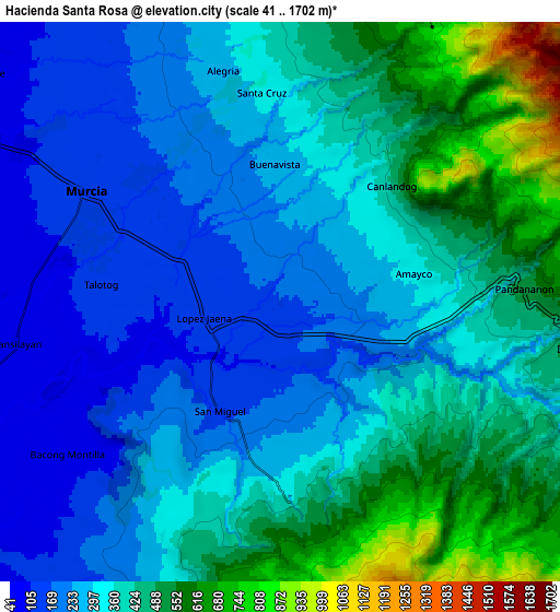 Zoom OUT 2x Hacienda Santa Rosa, Philippines elevation map