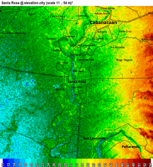 Zoom OUT 2x Santa Rosa, Philippines elevation map