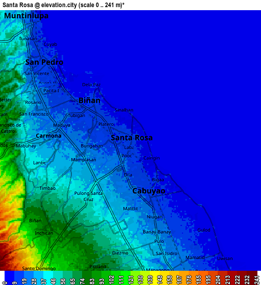Zoom OUT 2x Santa Rosa, Philippines elevation map