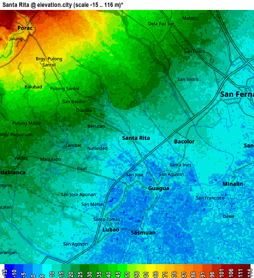 Zoom OUT 2x Santa Rita, Philippines elevation map