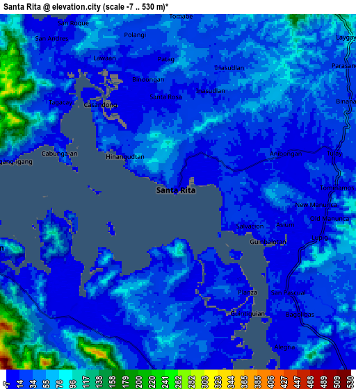 Zoom OUT 2x Santa Rita, Philippines elevation map