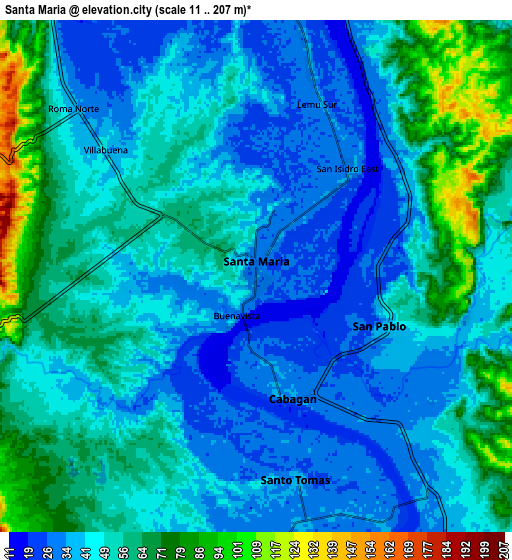 Zoom OUT 2x Santa Maria, Philippines elevation map