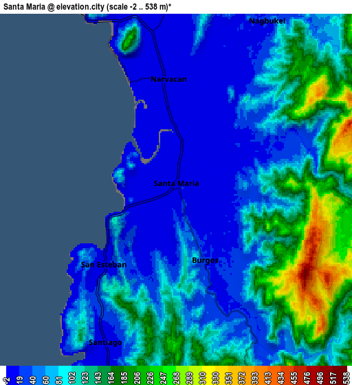 Zoom OUT 2x Santa Maria, Philippines elevation map