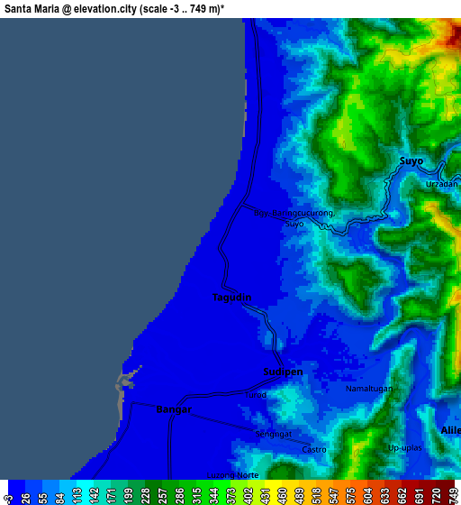 Zoom OUT 2x Santa Maria, Philippines elevation map