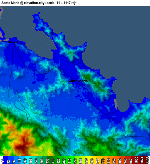 Zoom OUT 2x Santa Maria, Philippines elevation map