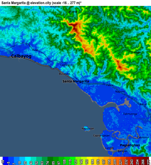 Zoom OUT 2x Santa Margarita, Philippines elevation map
