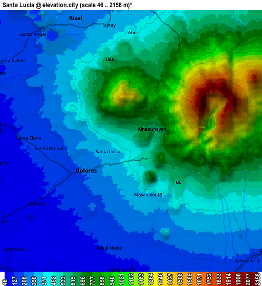 Zoom OUT 2x Santa Lucia, Philippines elevation map