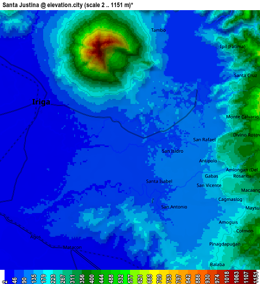 Zoom OUT 2x Santa Justina, Philippines elevation map