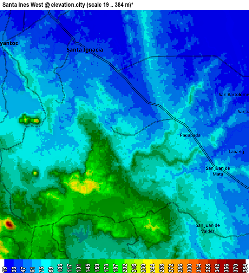 Zoom OUT 2x Santa Ines West, Philippines elevation map