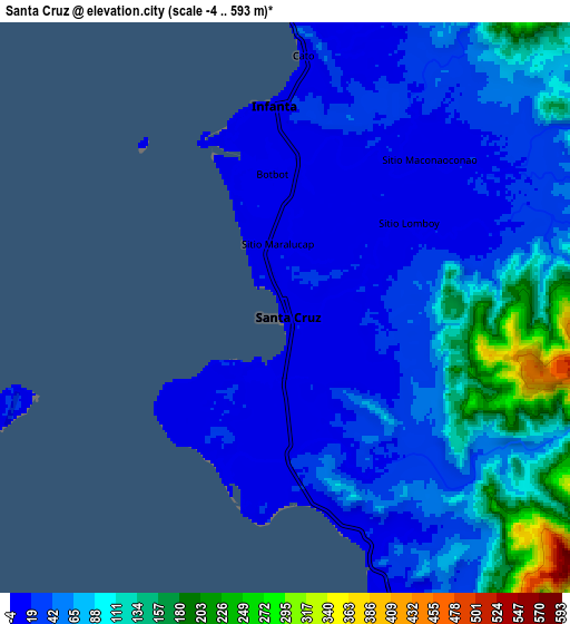 Zoom OUT 2x Santa Cruz, Philippines elevation map