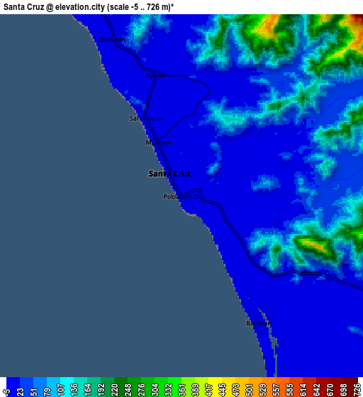 Zoom OUT 2x Santa Cruz, Philippines elevation map