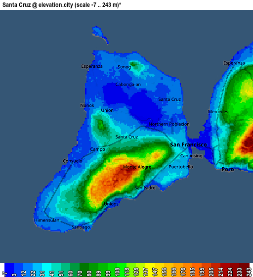 Zoom OUT 2x Santa Cruz, Philippines elevation map