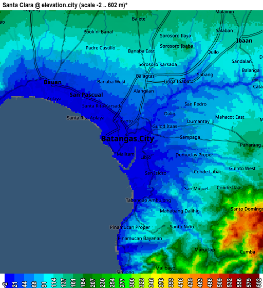 Zoom OUT 2x Santa Clara, Philippines elevation map