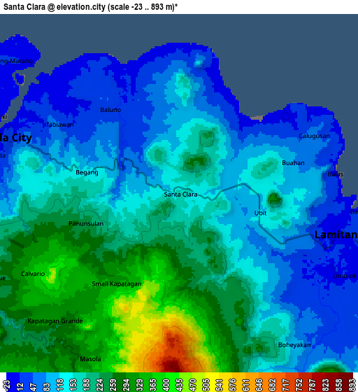 Zoom OUT 2x Santa Clara, Philippines elevation map