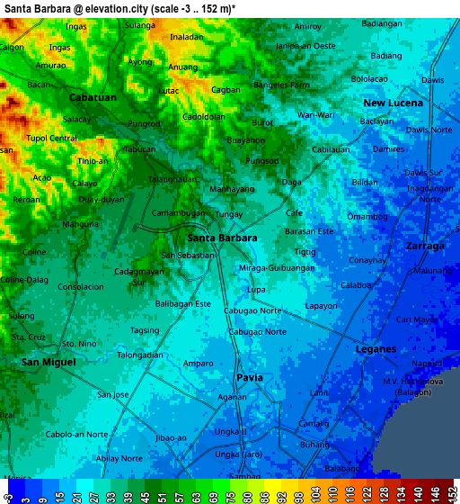 Zoom OUT 2x Santa Barbara, Philippines elevation map