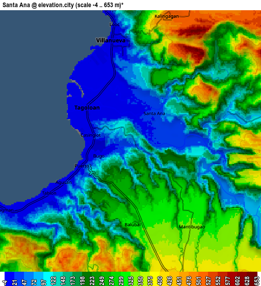 Zoom OUT 2x Santa Ana, Philippines elevation map