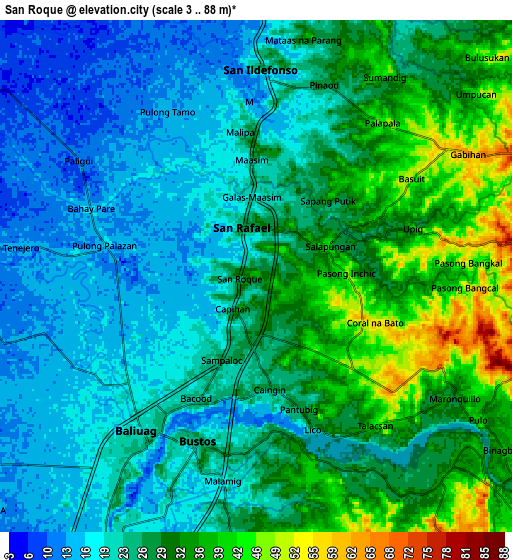 Zoom OUT 2x San Roque, Philippines elevation map