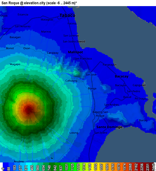 Zoom OUT 2x San Roque, Philippines elevation map