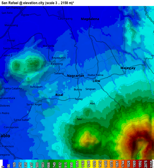 Zoom OUT 2x San Rafael, Philippines elevation map