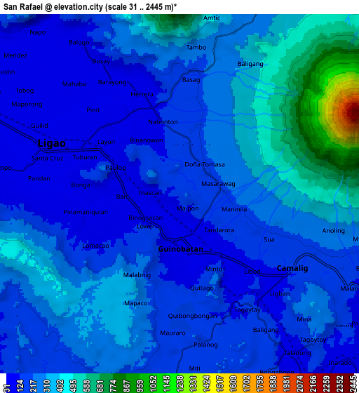 Zoom OUT 2x San Rafael, Philippines elevation map