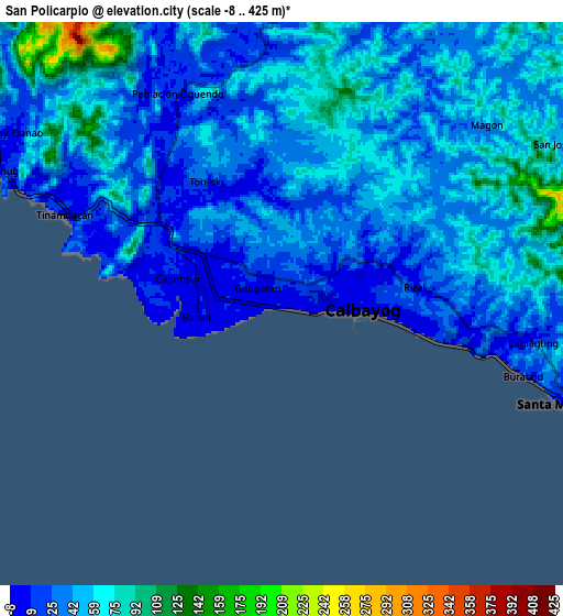 Zoom OUT 2x San Policarpio, Philippines elevation map