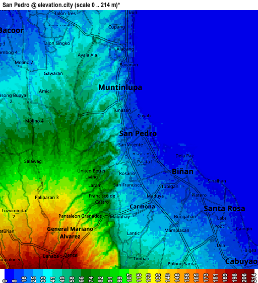 Zoom OUT 2x San Pedro, Philippines elevation map