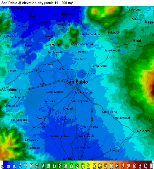 Zoom OUT 2x San Pablo, Philippines elevation map
