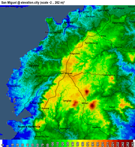 Zoom OUT 2x San Miguel, Philippines elevation map