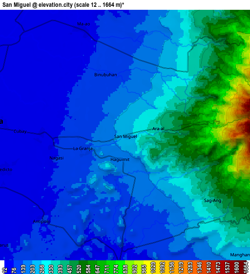 Zoom OUT 2x San Miguel, Philippines elevation map