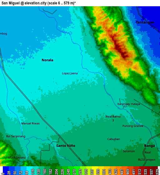 Zoom OUT 2x San Miguel, Philippines elevation map