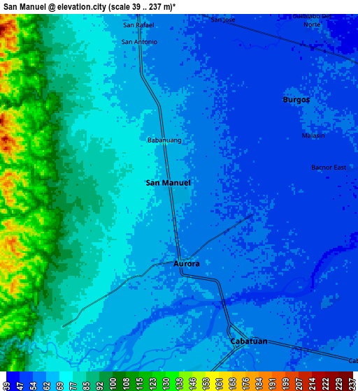 Zoom OUT 2x San Manuel, Philippines elevation map