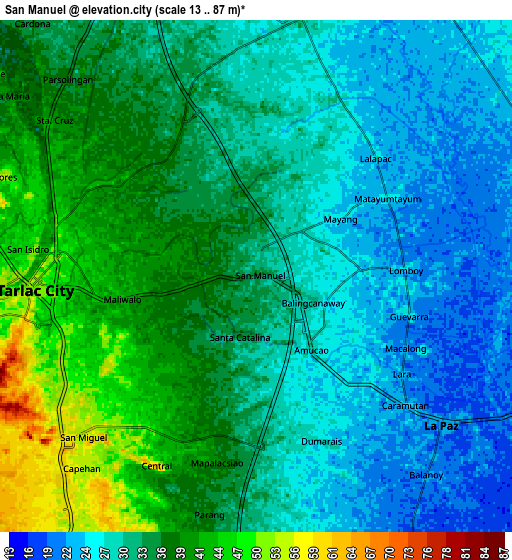 Zoom OUT 2x San Manuel, Philippines elevation map