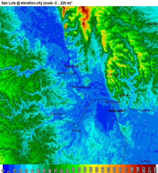 Zoom OUT 2x San Luis, Philippines elevation map