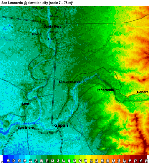 Zoom OUT 2x San Leonardo, Philippines elevation map