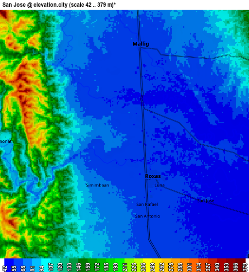 Zoom OUT 2x San Jose, Philippines elevation map