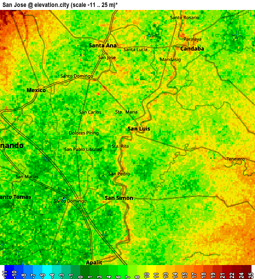 Zoom OUT 2x San Jose, Philippines elevation map