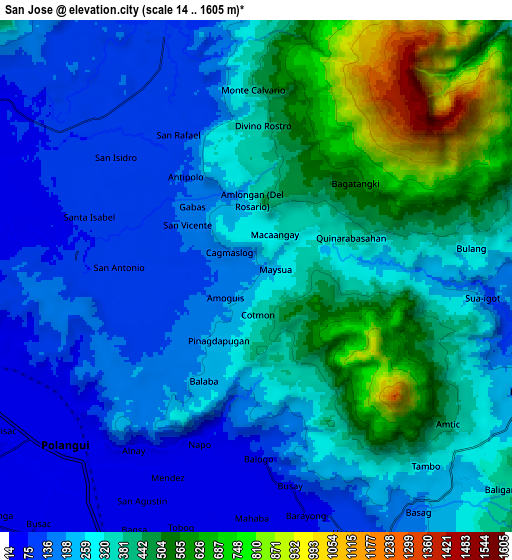 Zoom OUT 2x San Jose, Philippines elevation map