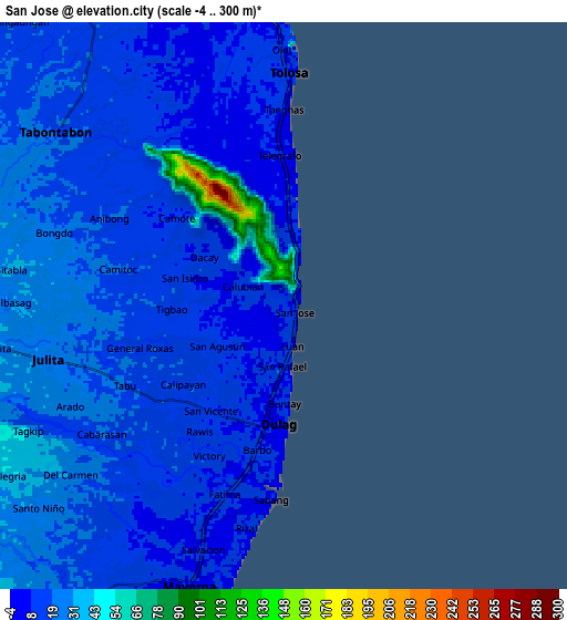 Zoom OUT 2x San Jose, Philippines elevation map