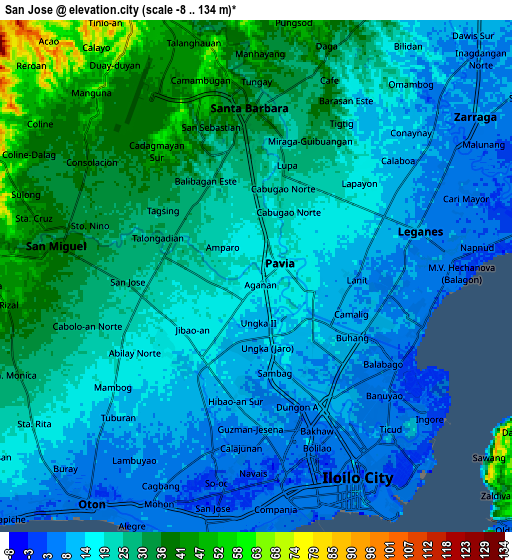 Zoom OUT 2x San Jose, Philippines elevation map