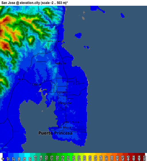 Zoom OUT 2x San Jose, Philippines elevation map