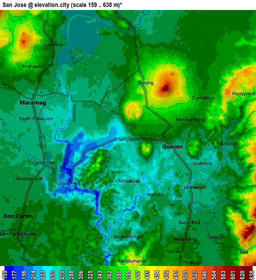 Zoom OUT 2x San Jose, Philippines elevation map