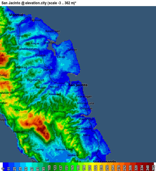 Zoom OUT 2x San Jacinto, Philippines elevation map