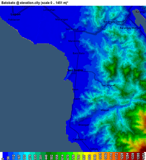 Zoom OUT 2x Batobato, Philippines elevation map