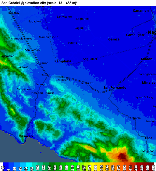 Zoom OUT 2x San Gabriel, Philippines elevation map