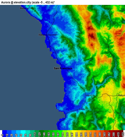 Zoom OUT 2x Aurora, Philippines elevation map