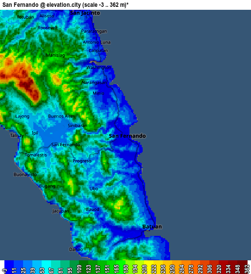 Zoom OUT 2x San Fernando, Philippines elevation map