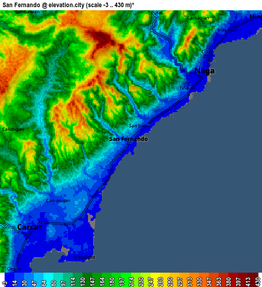 Zoom OUT 2x San Fernando, Philippines elevation map