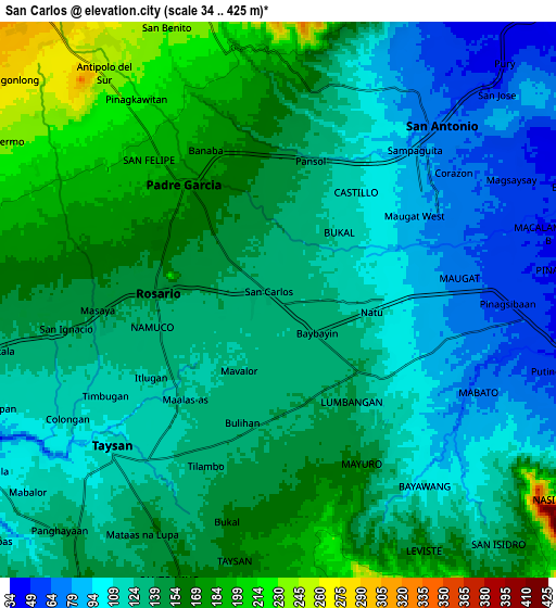 Zoom OUT 2x San Carlos, Philippines elevation map