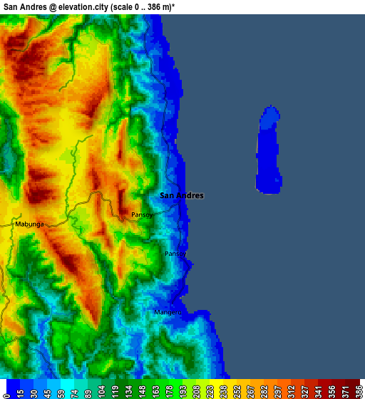 Zoom OUT 2x San Andres, Philippines elevation map