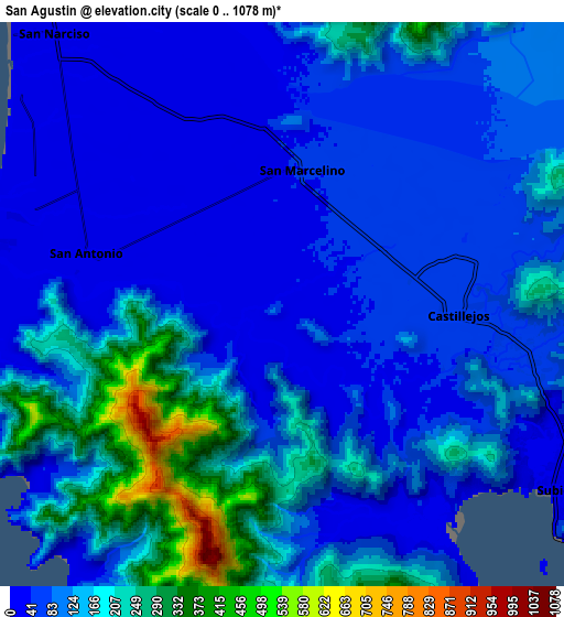 Zoom OUT 2x San Agustin, Philippines elevation map